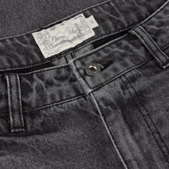 Dime Pleated Denim Shorts - Faded Black