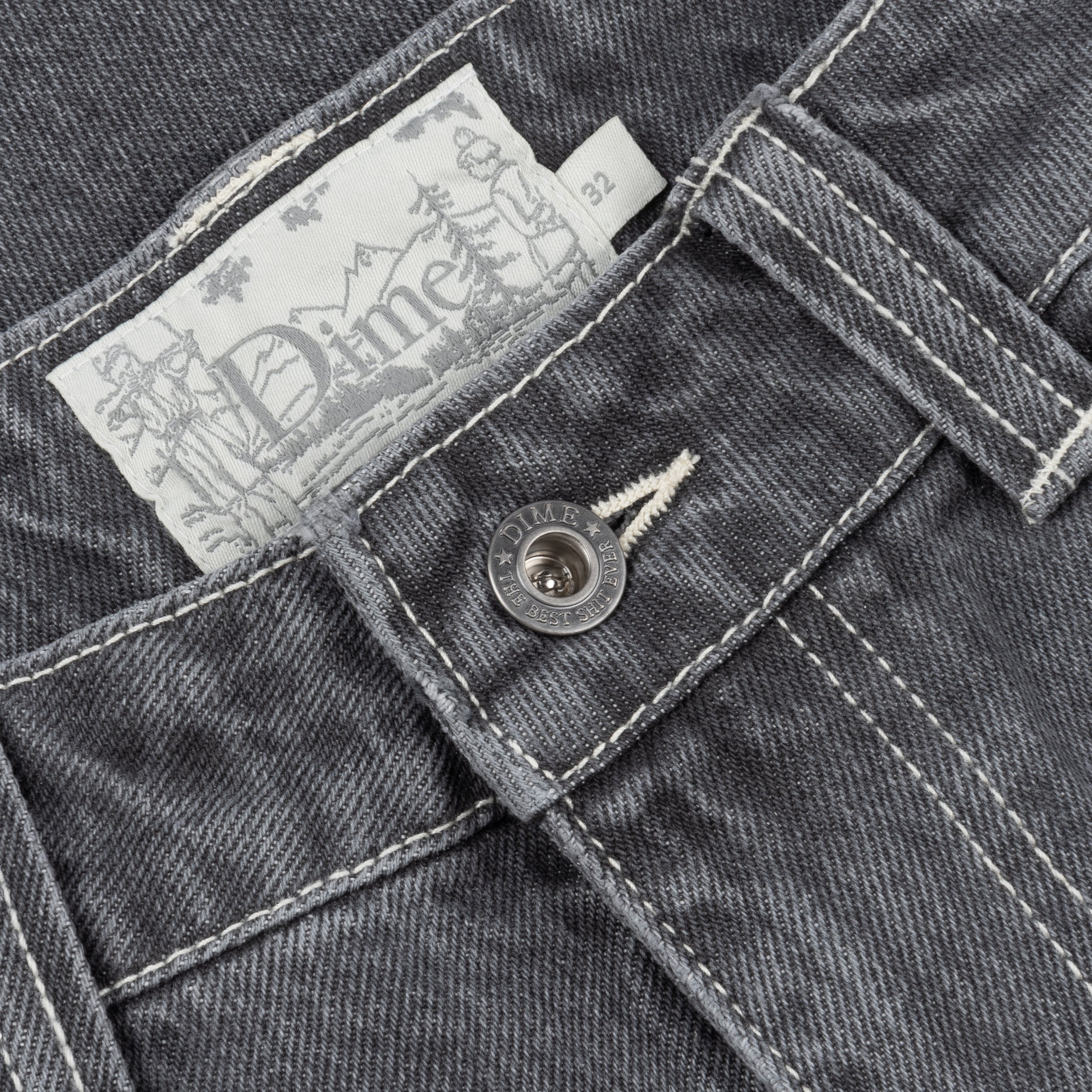 Dime Classic Denim Shorts - Faded Black (Contrast Stitching)