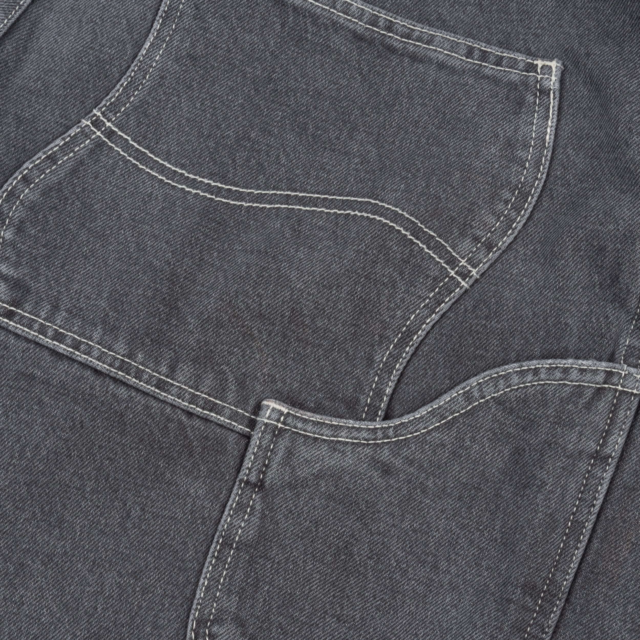 Dime Classic Denim Shorts - Faded Black (Contrast Stitching)