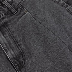 Dime Pleated Denim Shorts - Faded Black