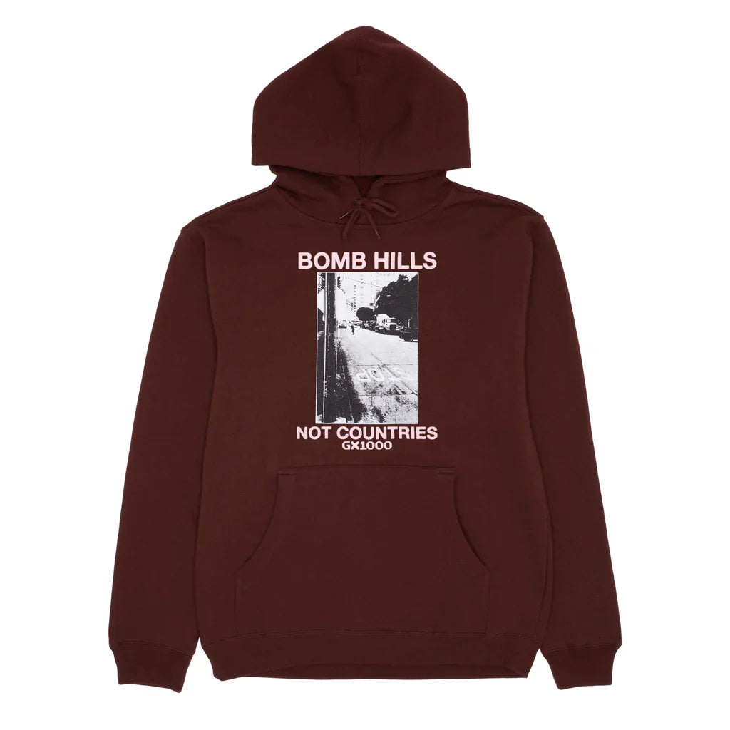 GX1000 Bomb Hills Not Countries Hoodie - Brown/Rose
