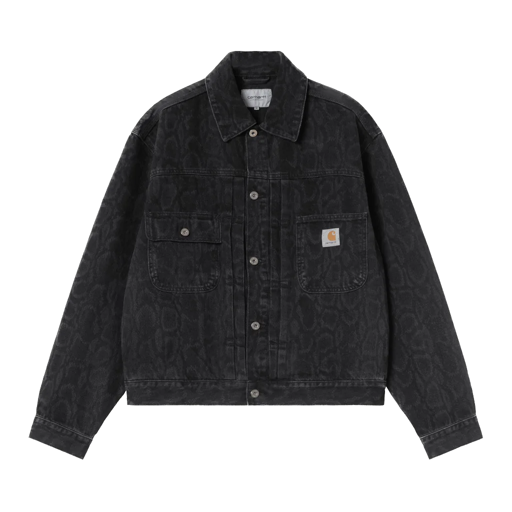 Carhartt WIP Belmar Snake Camo Jacket - Black Heavy Stone Wash